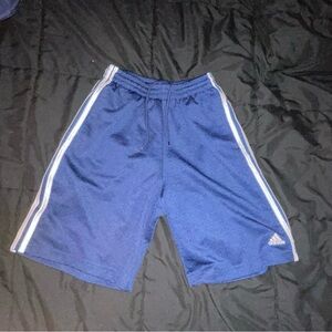Adidas Blue Athletic Shorts with Signature Stripes